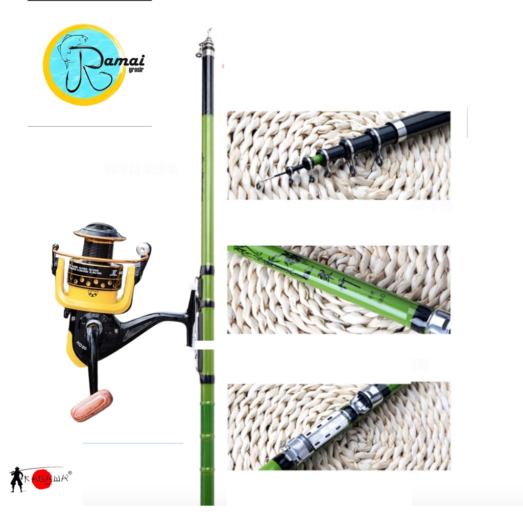 RAMAI PANCING JORAN TEGEK KOLONG KAGAWA SET DENGAN REEL KUNING UK 270/360/450/540