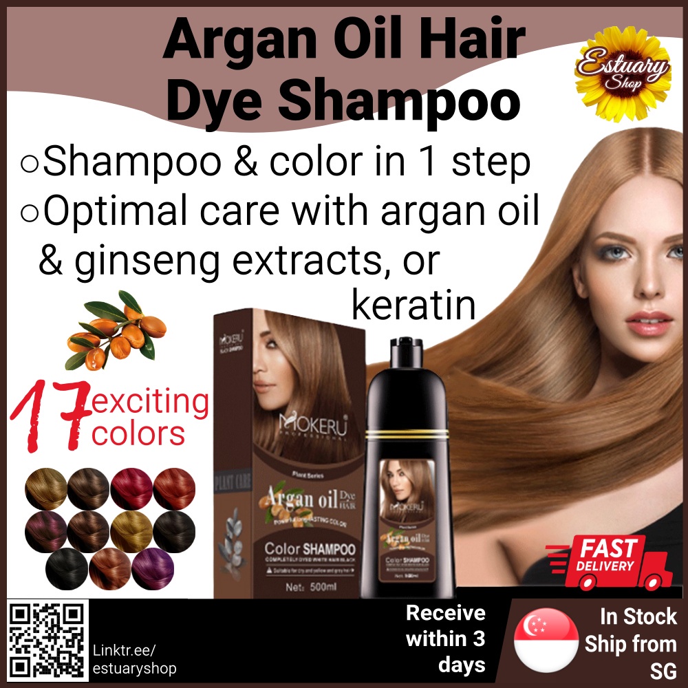 [SG Seller] Mokeru Argan Oil Keratin Hair Dye Shampoo 11 Colours - Long ...