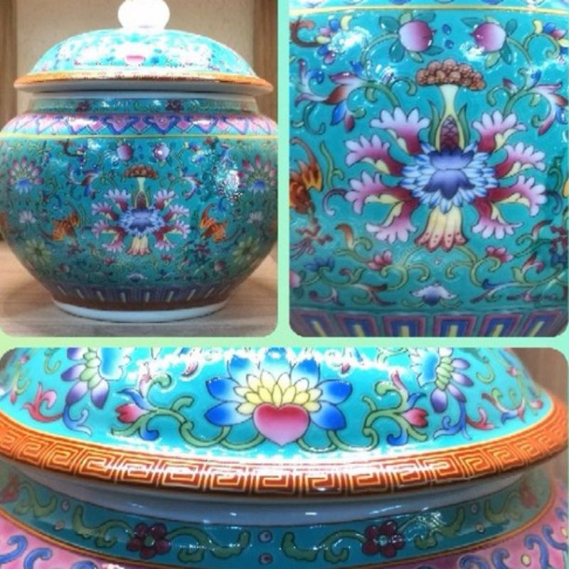 Beautiful Varieties Flower Enamel Color Ceramic Tea Container Balang ...