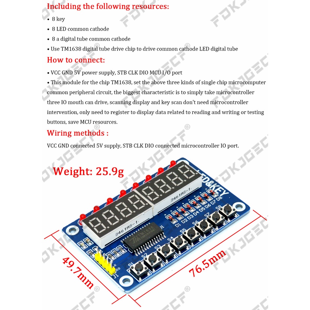TM1637 4 Bits / TM1638 / MAX7219 8 bit Digital LED Display Module 7 ...