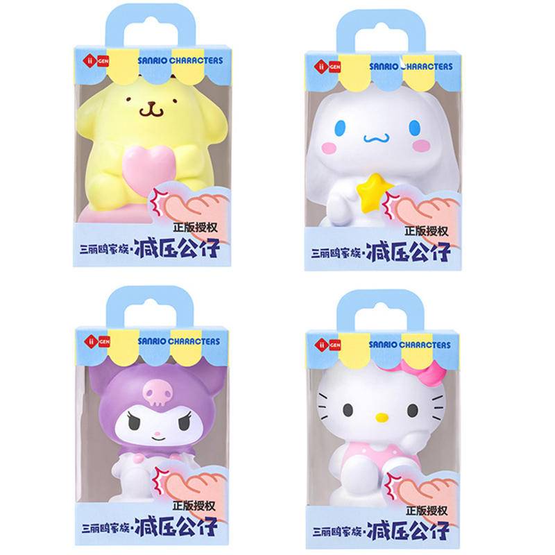 Sanrio Action Figures Toys Pink Cartoon Kuromi Cinnamoroll Pompom Purin ...