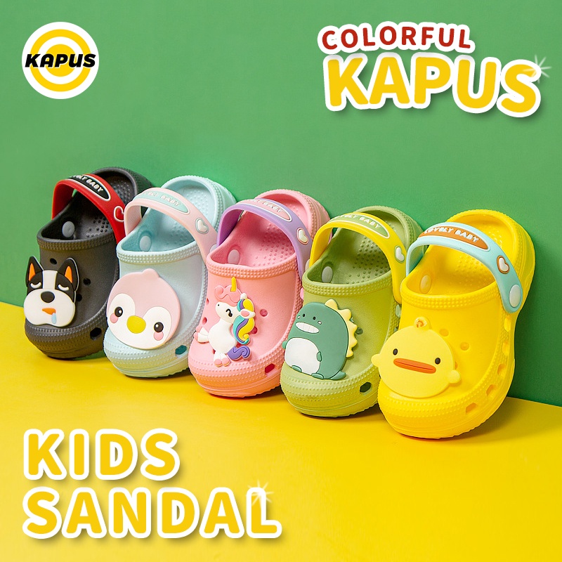 【Kapus】 Kids Crocs Unicorn/Dinosaur Sandal EVA Waterproof Non-Slip Beach Slippers for Baby Boys Girls TX017