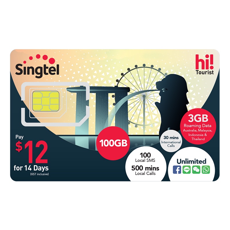 Singtel SGD12 hi Prepaid Tourist SIM Card (SIM Card to be registered ...