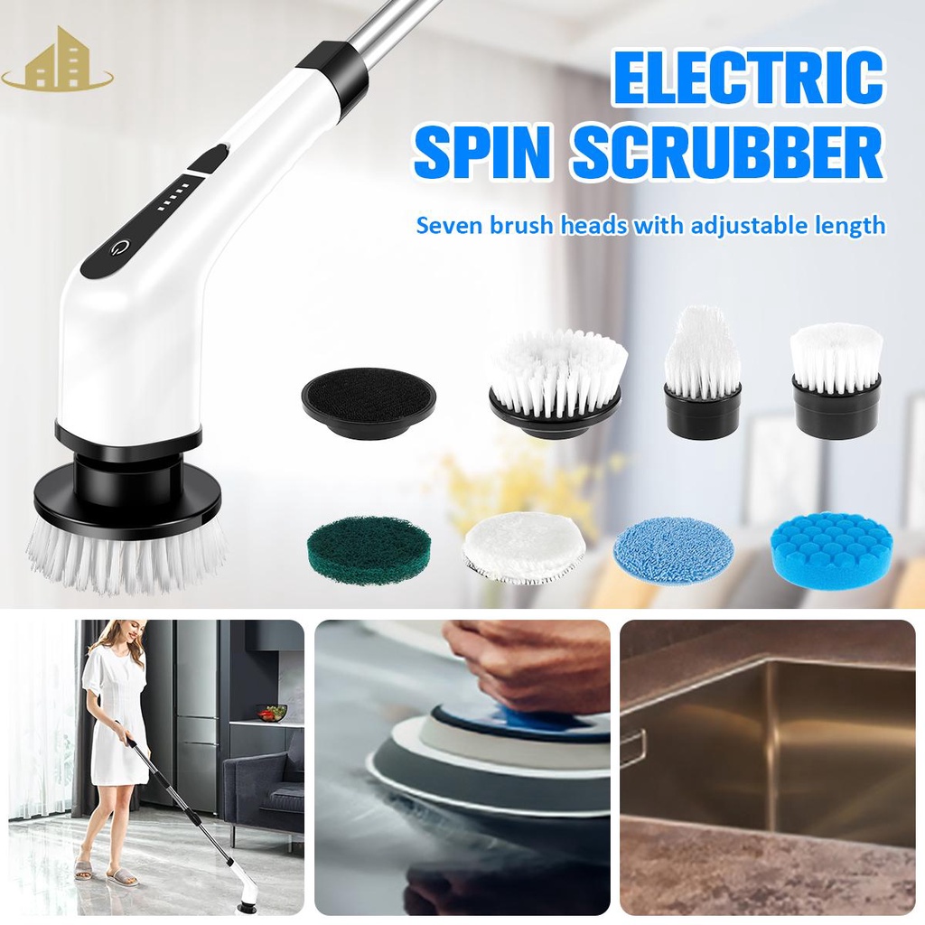 Electric Spin Scrubber Cordless Electric Cleaning Brush with 7