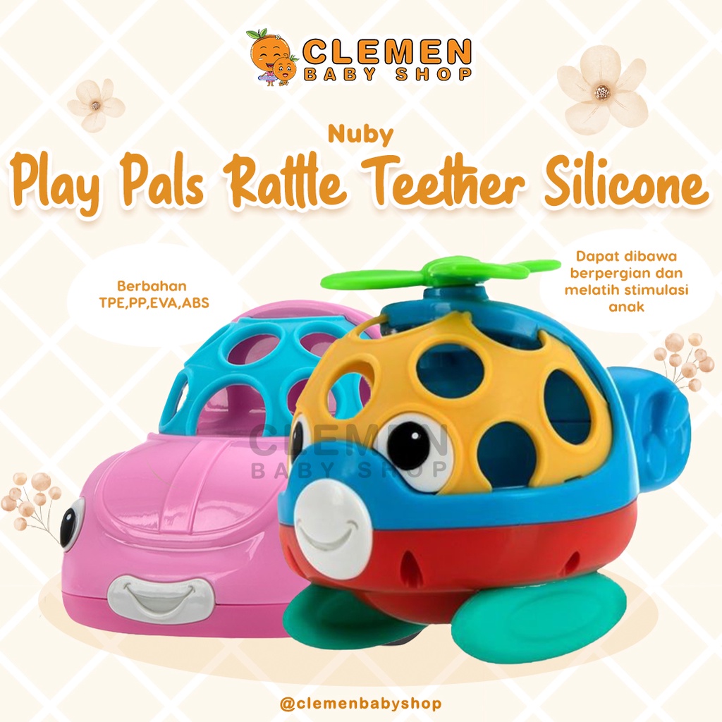 Nuby Play Pals Rattle Teether Silicone (Teether/ and Baby Toys 3m ...