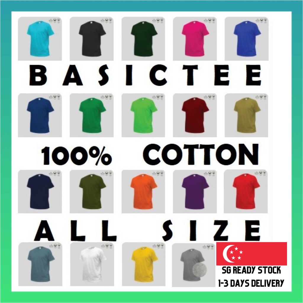 [SG SELLER] [BASIC T SHIRT 100 COTTON PLAIN TEE] CASUAL TOP SOFT ROUND ...