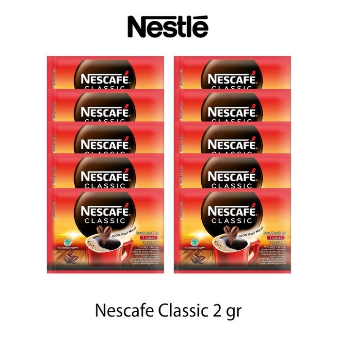 HITAM Nescafe Classic Black Instant Coffee 2gr Sachet 60pcs Instant