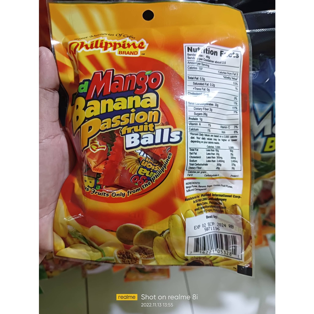 5 packs Cebu Philippine Brand Dried Mango banana passion fruit balls