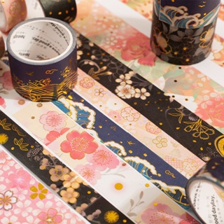 Washi Tape,12 Rolls Washi Tape Set Decorative Washi Tape Cute Gold Foil  Flower Decorative Masking Tape For Diy Arts & Crafts,15Mm X 3M