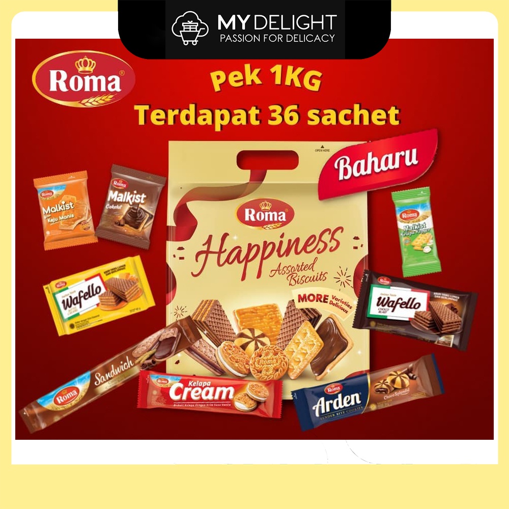 (1KG 36 Sachets) ROMA Happiness Assorted Biscuits SG Ready Stock All ...