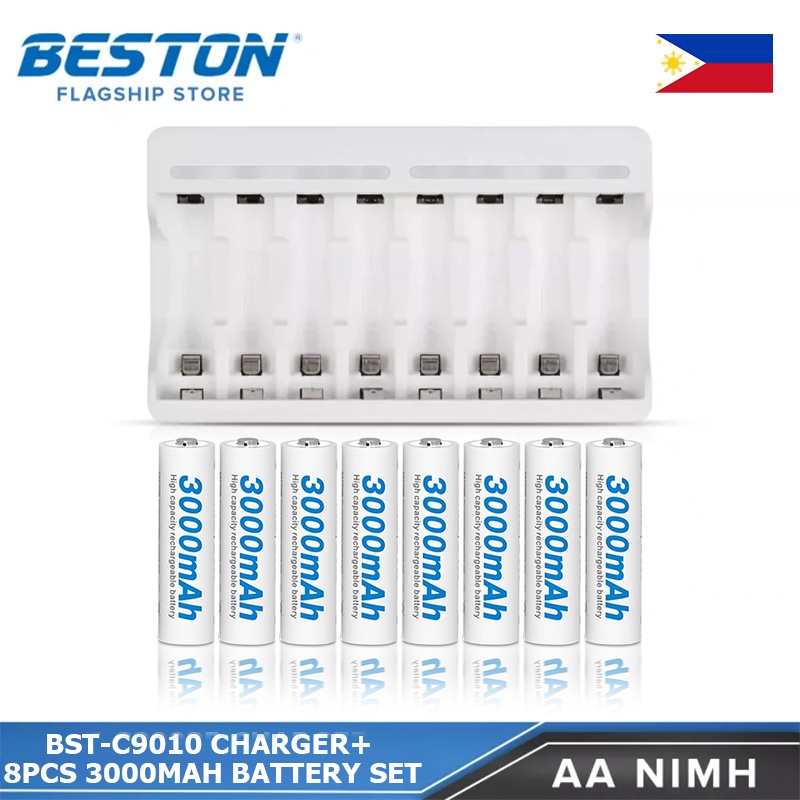 Beston C9010 8 Channel Smart Fast Charger With AA and AAA Rechargeable ...