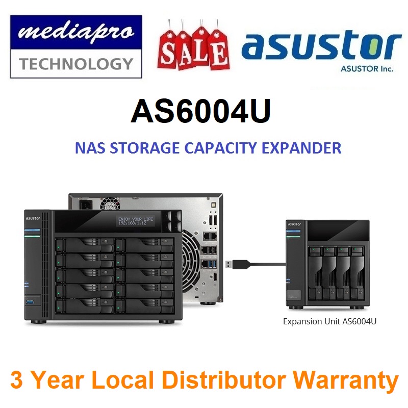 ASUSTOR AS6004U 4-BAY NAS Storage Capacity Expander - 3 Years Local ...