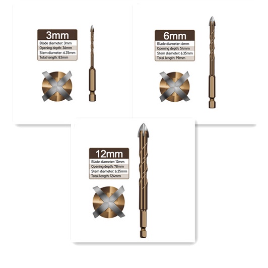 Cross Hex Hole Saw Tile Glass Cement Metal Ceramic Wood Plastic Alloy ...