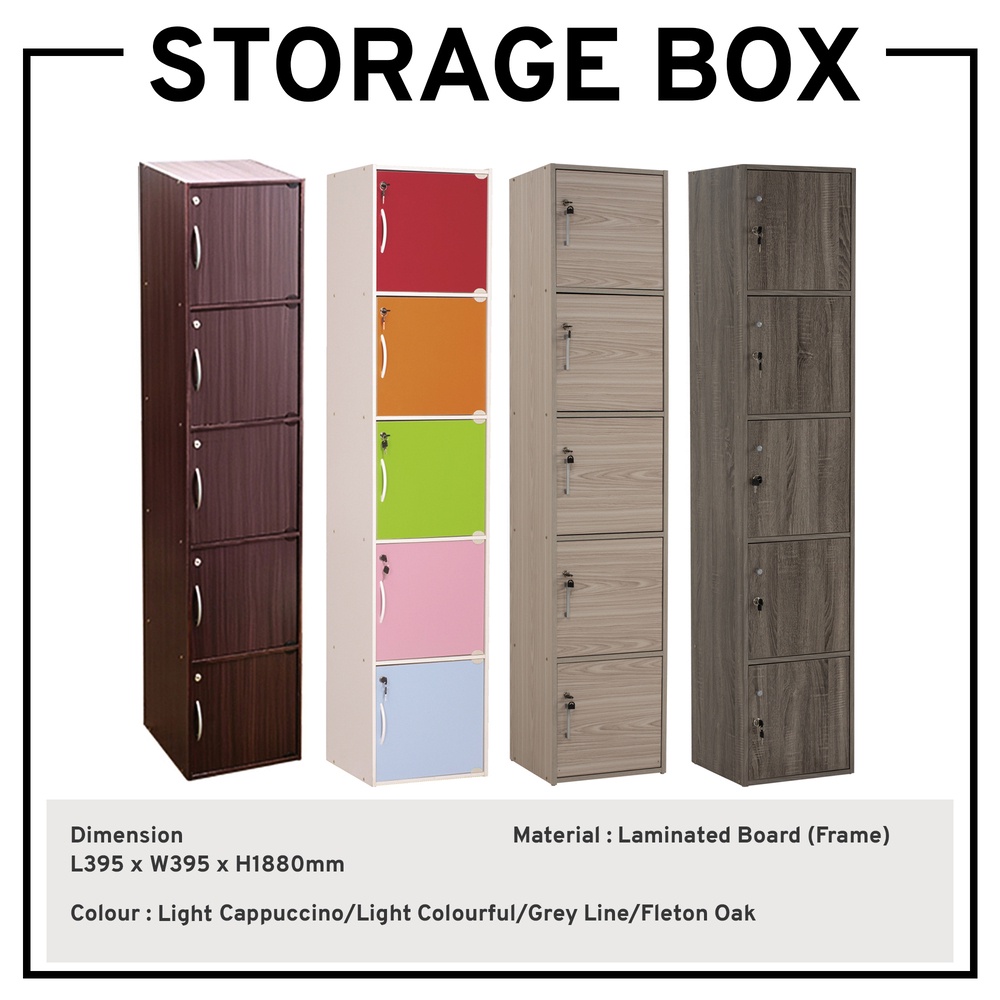 5 Door Storage Box with Lock Storage File Locker