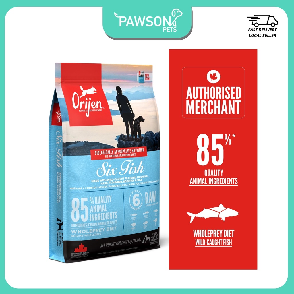 ORIJEN Six Fish Dog Dry Food Wild Caught Pilchard, Mackerel, Hake