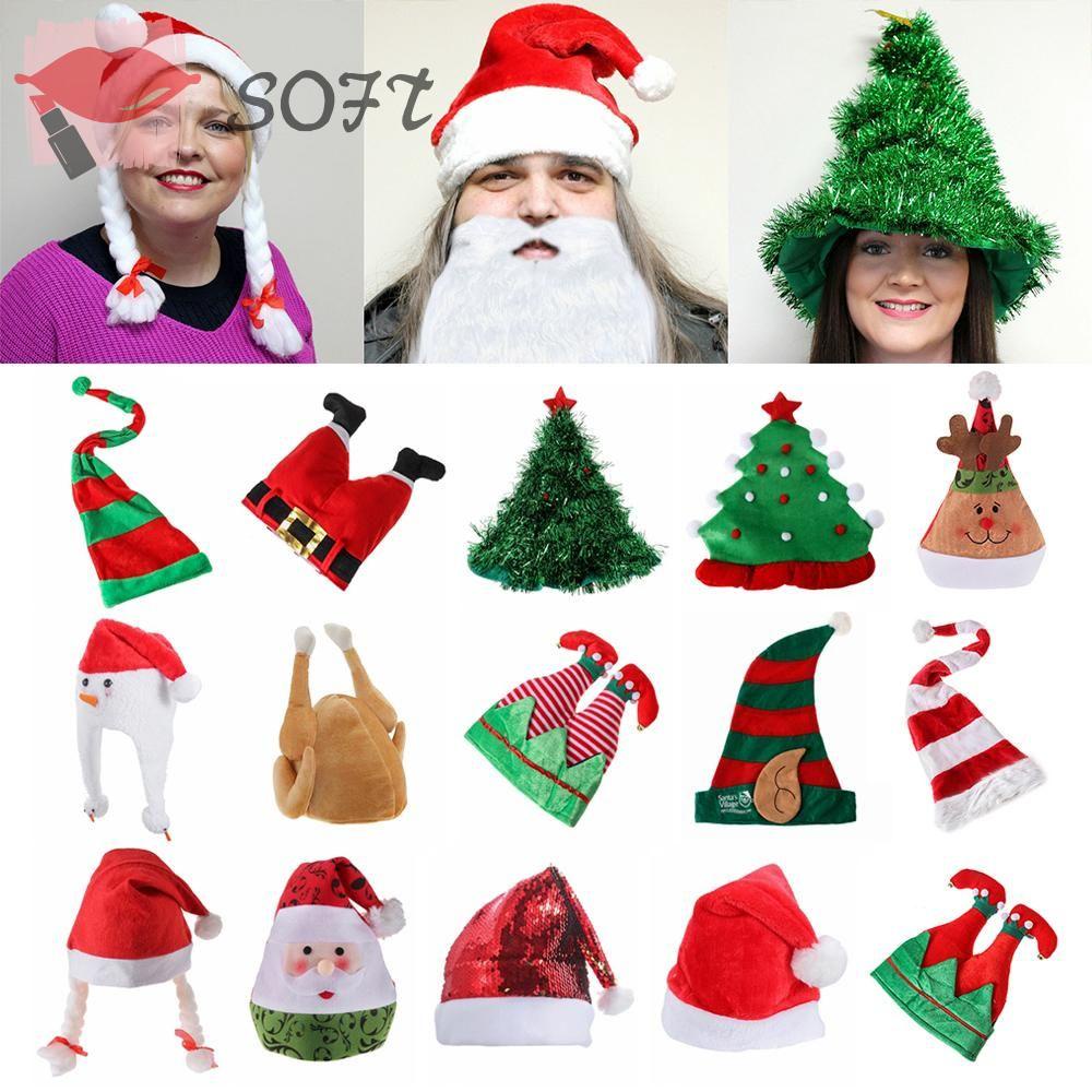 SOFTNESS Funny Christmas Hat Novelty Holiday Elf Santa Xmas Decoration Shopee Singapore