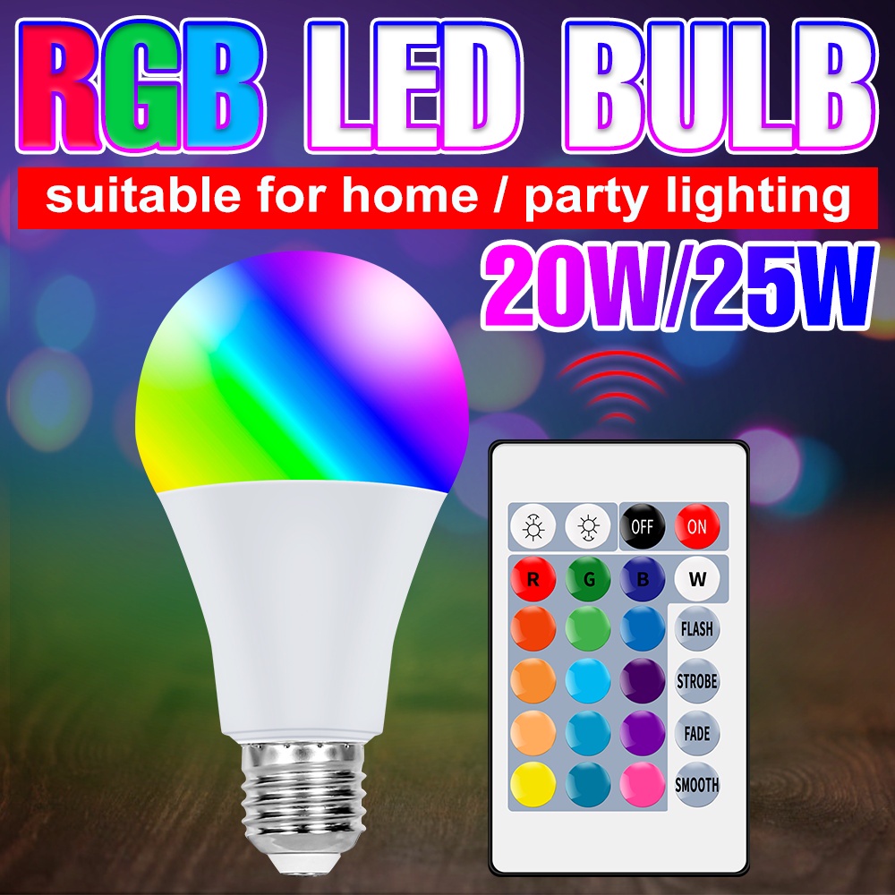 220V RGB Light Bulb Ampoule LED Color Change Lamp E27 Changeable