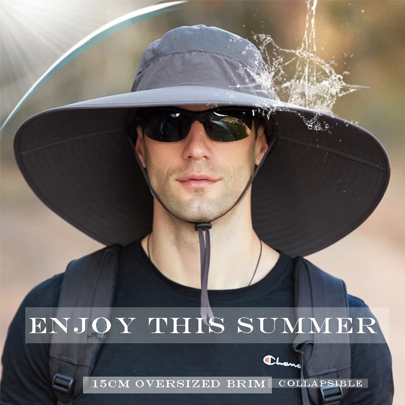 Summer Hat Oversized Brim Panama Men's Fisherman Hat Waterproof Sun UV