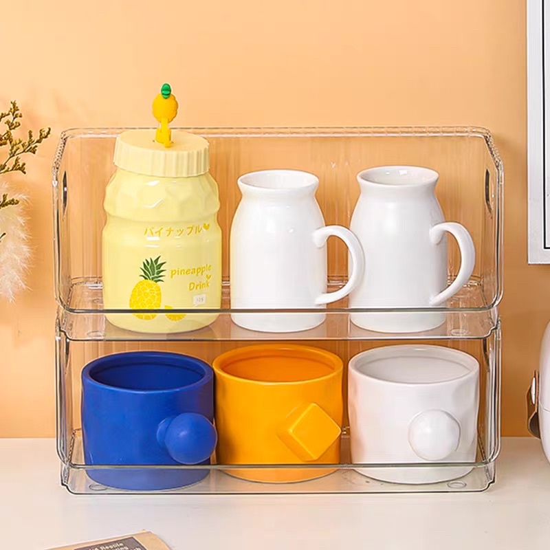 Clear Stackable Storage Basket with Handle Coffee Capsule Tea bag Cup ...