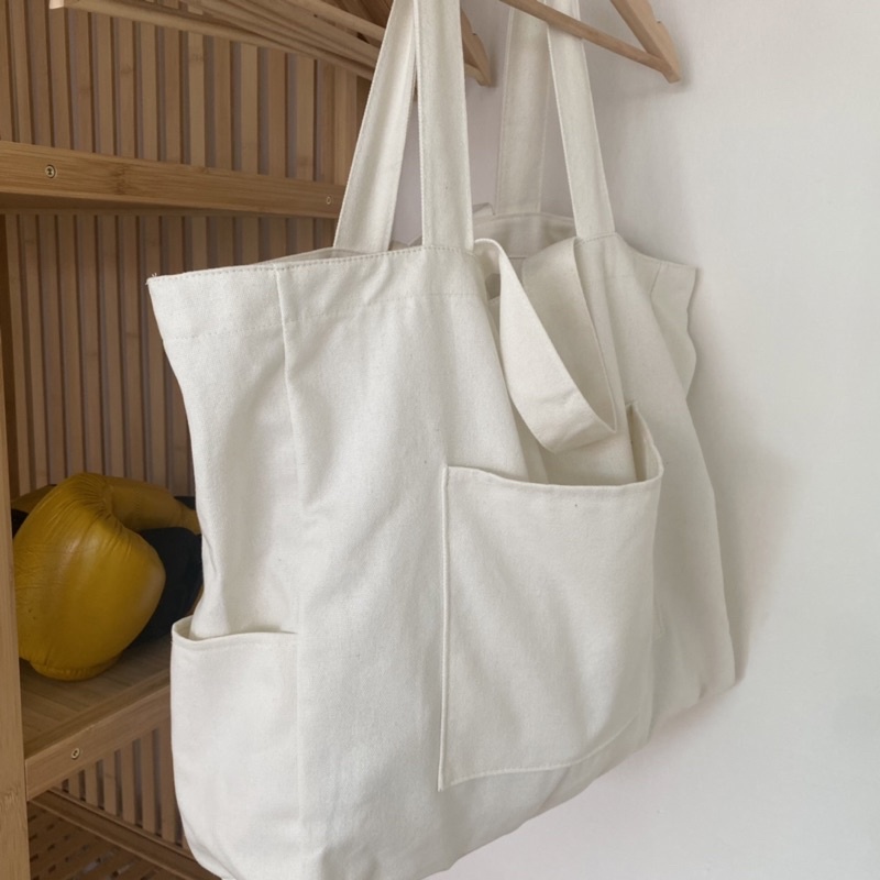 SG SELLER - Oversized Cotton Canvas Tote Bag Soulder Bag Causual School ...