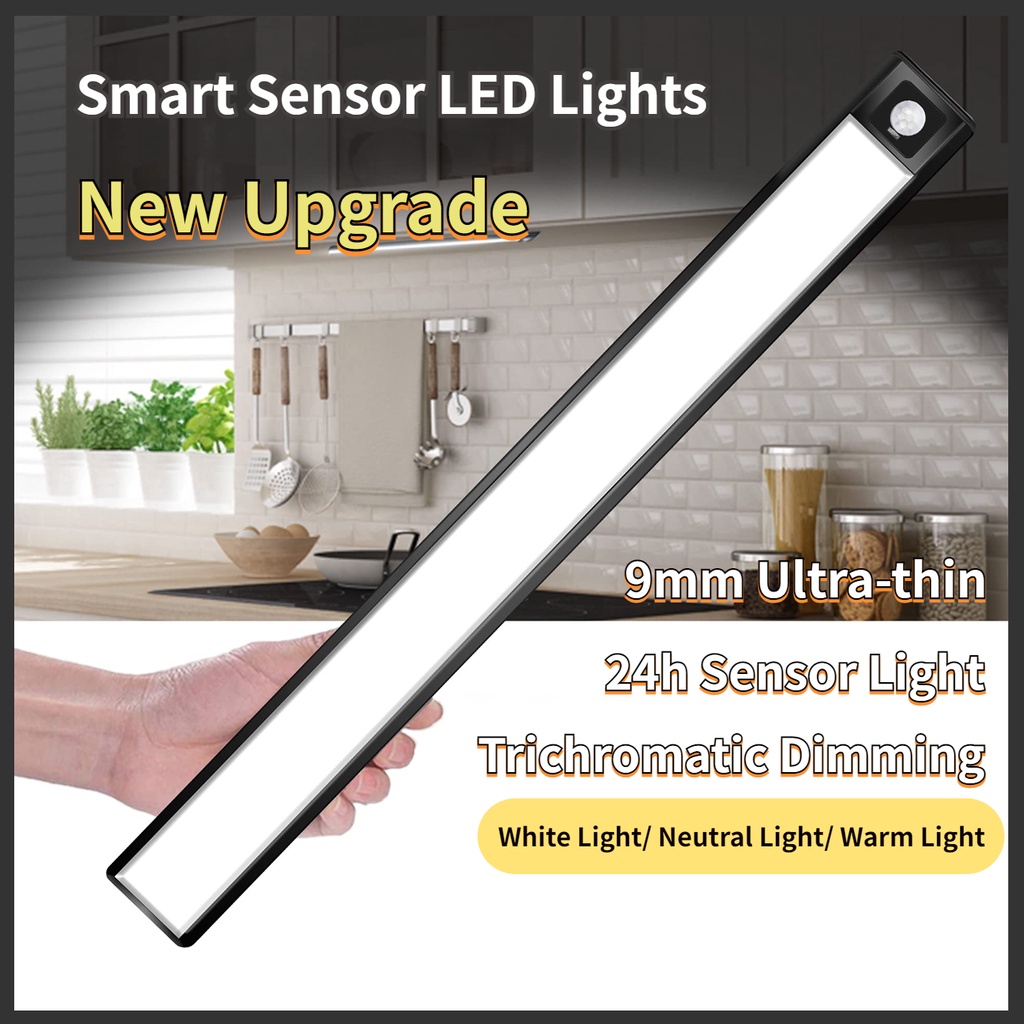【Upgrade】Ultra Thin Motion Sensor LED Light Battery, 3-color Portable ...