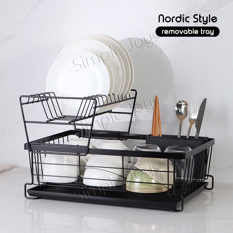 Nordic Dish Drying Rack with Removable Tray Drainer For Kitchen ...