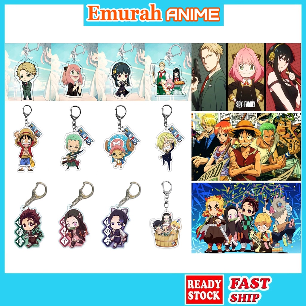 Anime Acrylic Keychain Demon Slayer Spy Family Genshin Impact One Piece ...