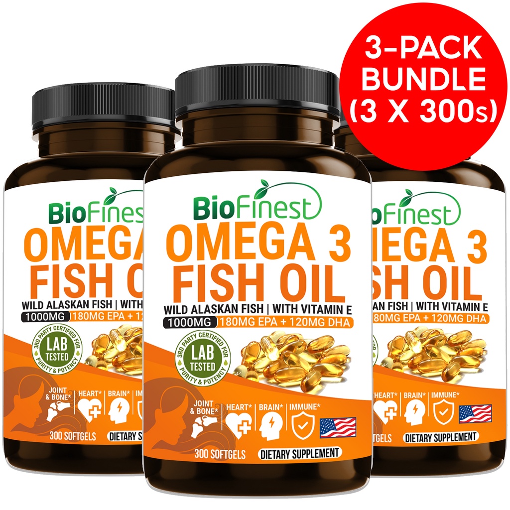[Bundle of 3] Biofinest Omega 3 Fish Oil 1000mg - Alaskan Fish Natural ...