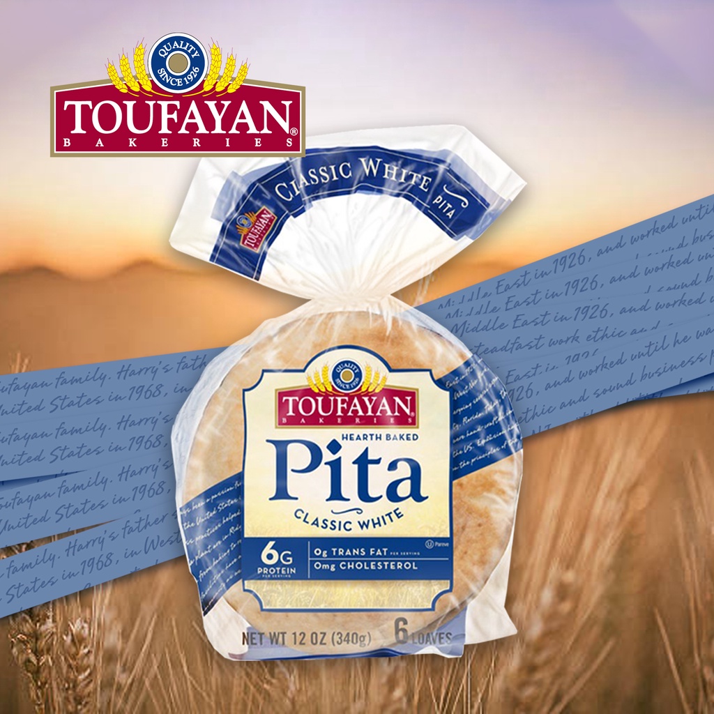 TOUFAYAN BAKERIES Pita Breads 340G (Classic White, Multigrain, Sweet Onion, Whole Wheat