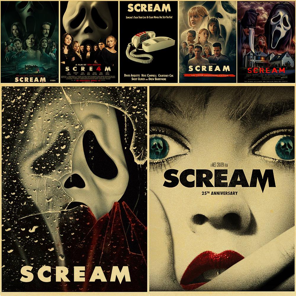 SCREAM Poster Retro Classic Horror Movie Kraft Decorative Home Wall Art ...