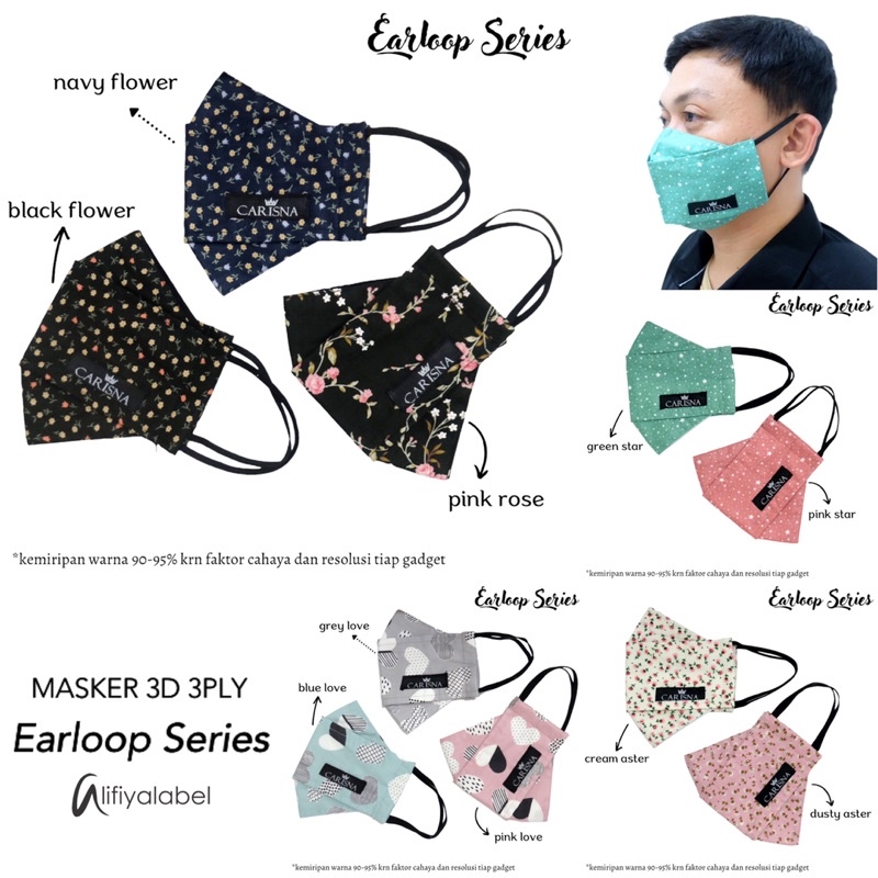 3d FABRIC MASK 3PLY Earloop ORIGAMI NON MEDICAL “Earloop Series ...