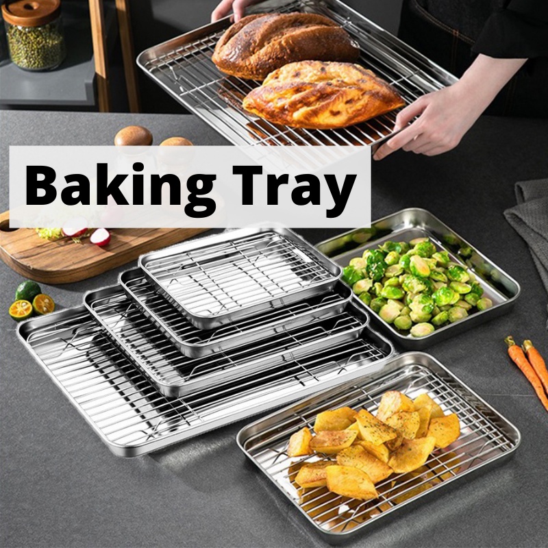 {SG} Stainless Steel Oven Baking Tray Removable Cooling Rack Non Toxic