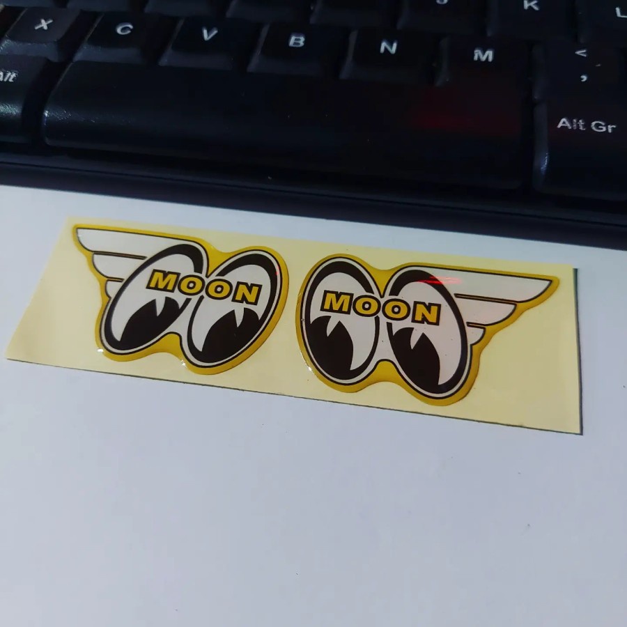 Sticker Embossed Resin Mooneyes Sticker Flexible 3D Moon Eyes A Pair