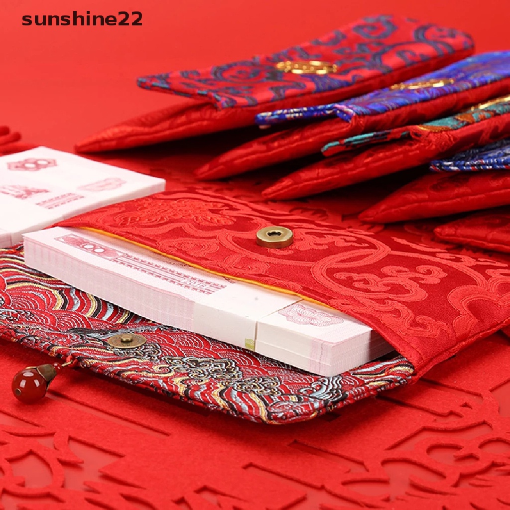 SN Lucky Money Bag Cloth Floral Red Envelope New Year Packet For Spring ...