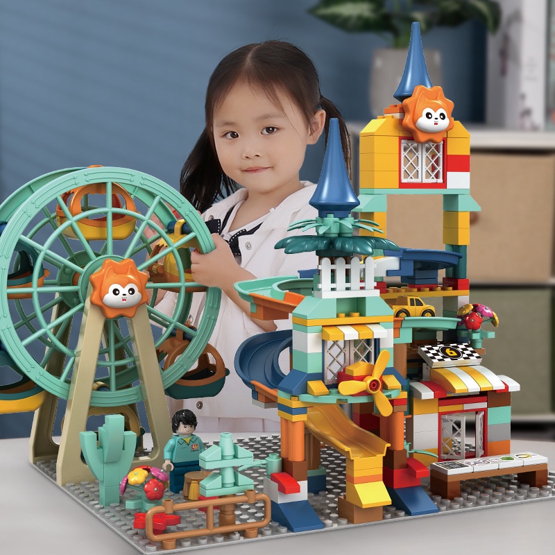 Building blocks Ferris wheel slide castle children's early education puzzle small particle assembled toys