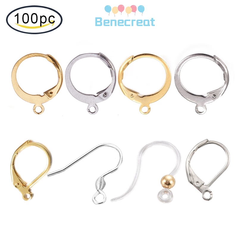 100pc 304 Stainless Steel Earring Hook Leverback Earring Findings with ...