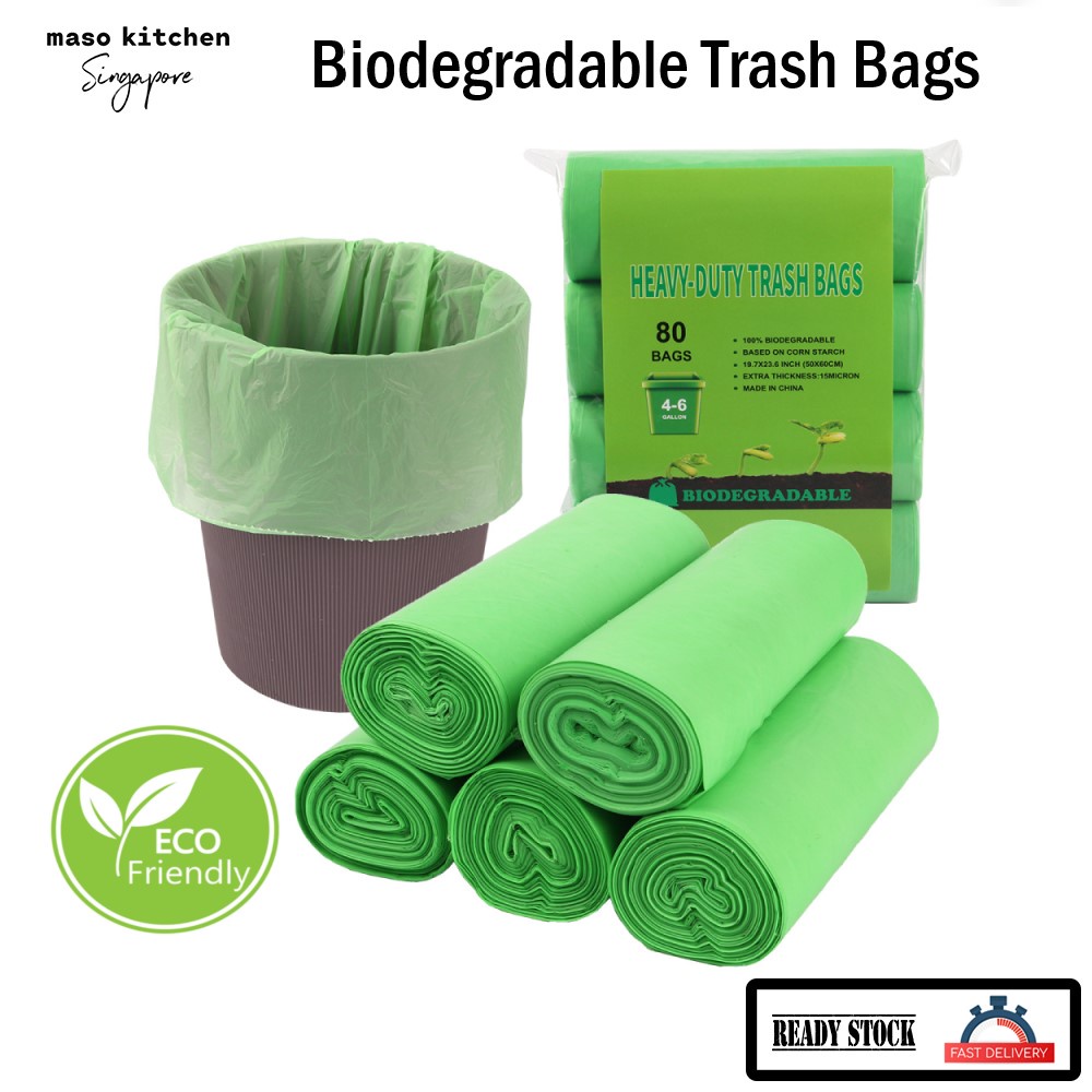 [SG Seller] Biodegradable Trash Bag (80 Pcs) Garbage Bags Household