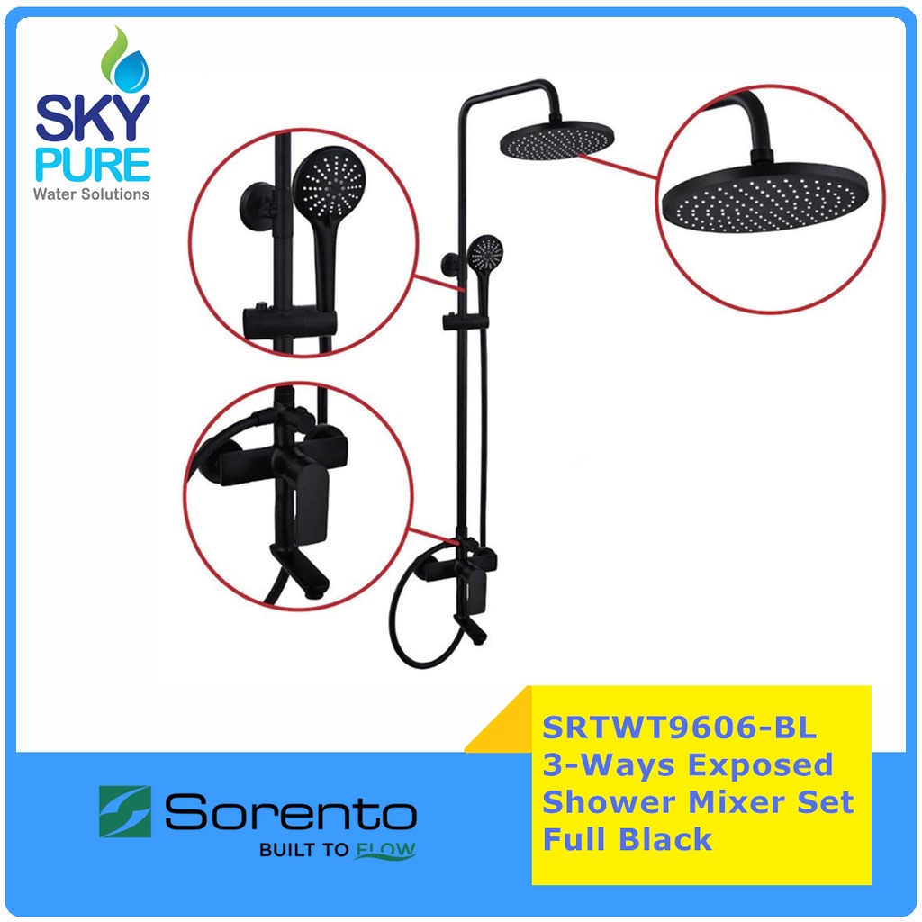 SORENTO SRTWT9606BL Exposed Shower Mixer Set 3 Way Hot and Cold Water