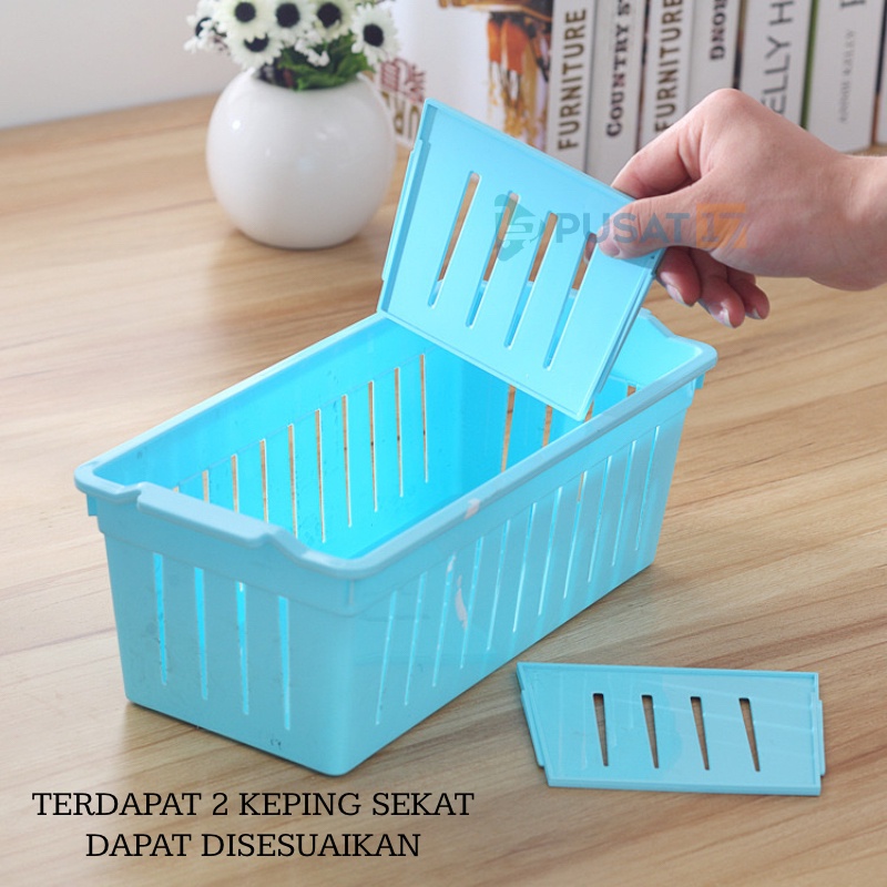 PUSAT17 RAK PLASTIK SERBAGUNA PARTISI SEKAT / RAK MULTIFUNGSI / RAK BUMBU DAPUR KOSMETIK / RAK KAMAR MANDI / RAK MEJA PENA ATK / STORAGE BOX ORGANIZER - Gambar 2