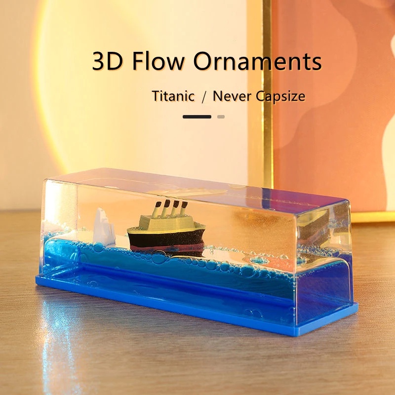 [Toronto2] In Stock Titanic Cruise Ship Fluid Drift Bottle Decoration Hourglass Decoration Desk Fluid Floating Decoration Decompression Toy Gift