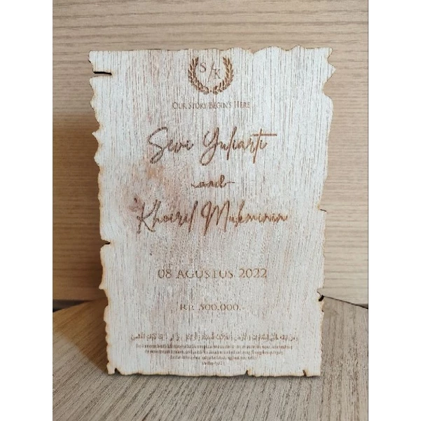 Plywood Kayu Grafir Bentuk Kertas Vintage Ukir Hiasan Mahar Anggrek Orchid - Gambar 2