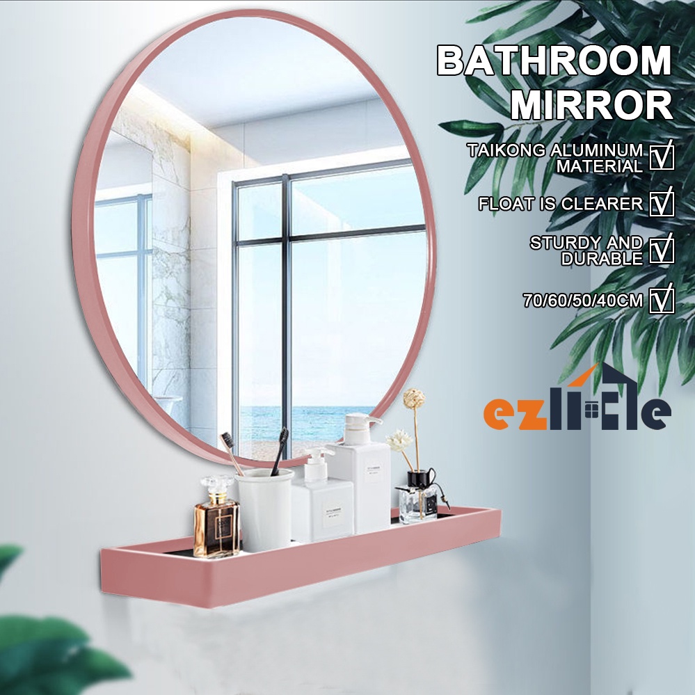60 Bathroom Mirror+Rack Glass with Shelf Toilet Mirror with glue ...