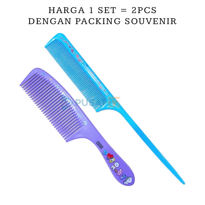 PUSAT17 SISIR RAMBUT ANAK KARAKTER SET 2PCS / SISIR SET WARNA KOREA / SISIR GAGANG JUMBO SISIR RUNCING / SISIR RAMBUT IMPORT SOUVENIR KADO HADIAH GIFT - Gambar 2
