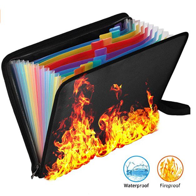 Fireproof Expanding File Folder Waterproof Important Document Organizer