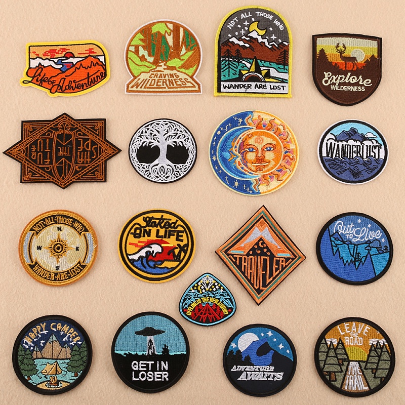 [Custom Patch] Unique Velcro Patch Sun Pattern Diamond Armband Backpack Sticker Badge Shopee