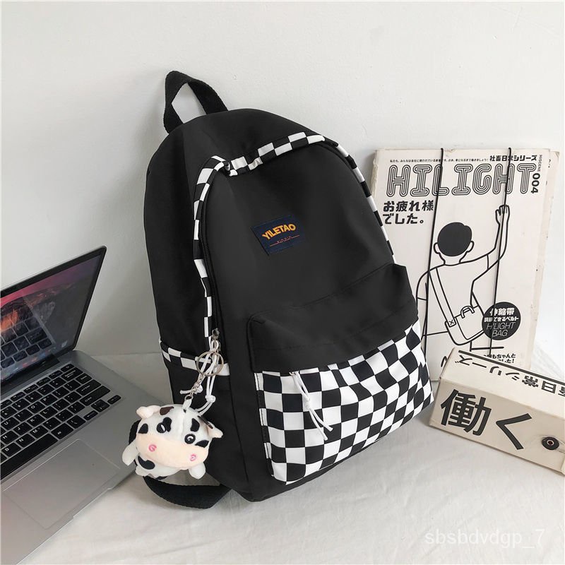 Aoger Schoolbag Student Korean Style New Fashion Brand Chessboard