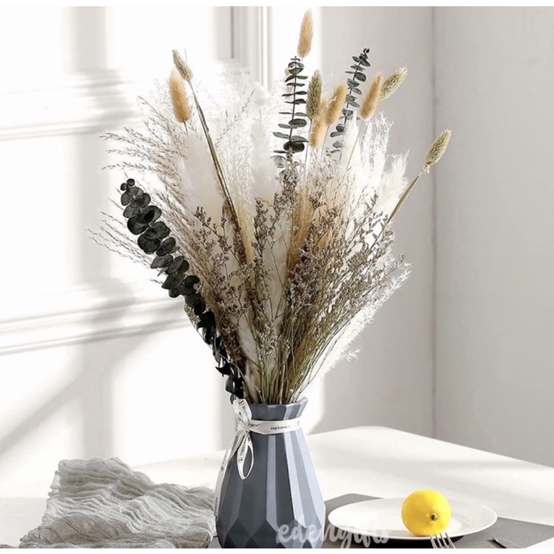 (??SG Shop) European Preserved Flowers arrangement Dried DIY Baby Breath Preserve bunny tail Wheat Roses Lavender