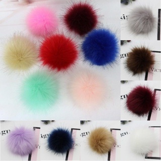  6pcs DIY Knitting Hats Accessories-Faux Fake Fur Pom Pom Ball  with Press Button (Red)