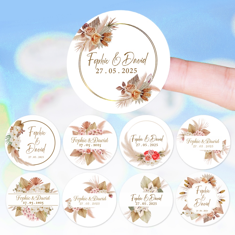 【Buy 48 Get 10 Free】Custom Sticker-Wedding Stickers Greeting/Engagement ...