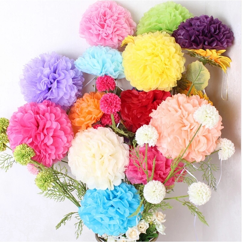 Hot 20/25cm Tissue Paper Pompoms Flower Garland Wedding Decoration DIY